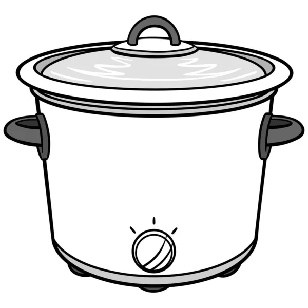 Potluck Illustration Una Ilustración Dibujos Animados Una Olla Barro — Vector de stock