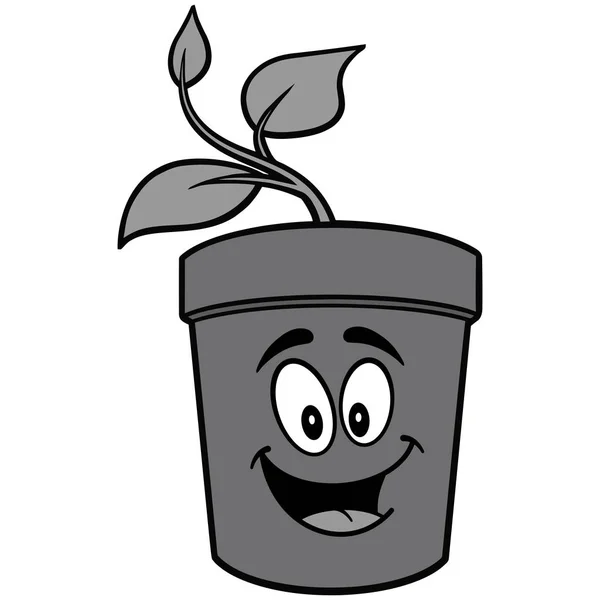 Potted Plant Mascot Illustration Cartoon Illustration Potted Plant Mascot — Stock Vector