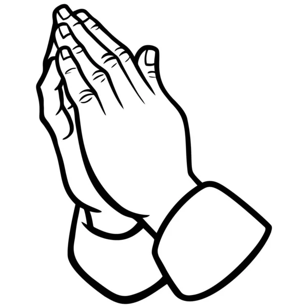 Praying Hands Illustration Cartoon Illustration Pair Praying Hands — Stock Vector