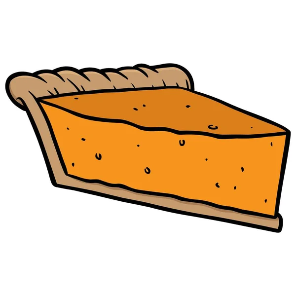 Pompoen Pie Slice Een Cartoon Illustratie Van Een Pompoen Taart — Stockvector