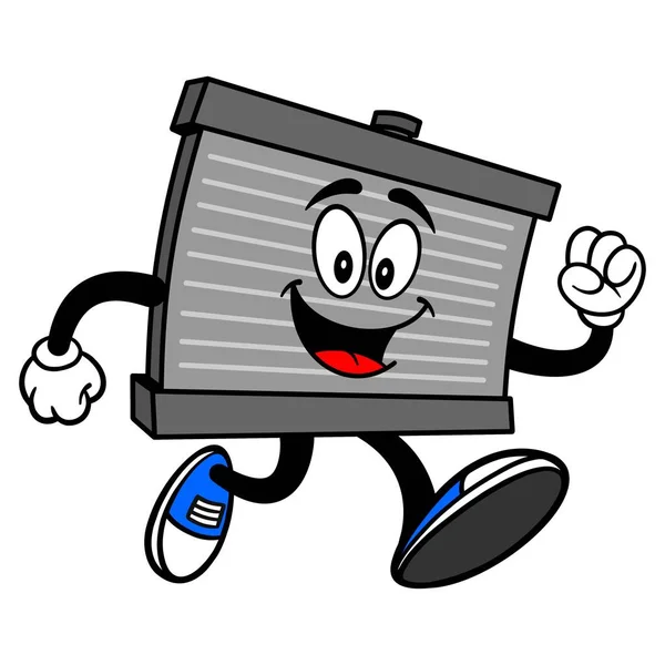 Radiator Mascot Running Карикатурная Иллюстрация Талисмана Radiator — стоковый вектор