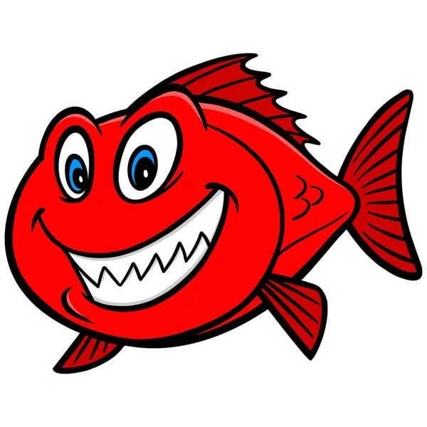 Desenhos Animados Red Snapper Fish Uma Ilustração Dos Desenhos Animados — Vetor de Stock