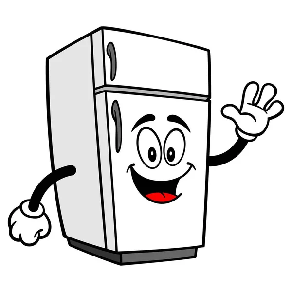 Ψυγείο Μασκότ Κουνώντας Ένα Καρτούν Εικόνα Της Μασκότ Ψυγείο — Διανυσματικό Αρχείο