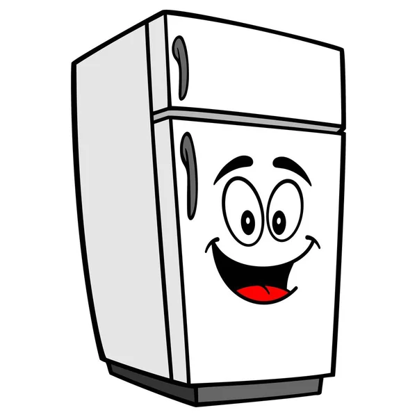 Kühlschrankmaskottchen Eine Zeichentrickillustration Eines Kühlschrankmaskottchens — Stockvektor
