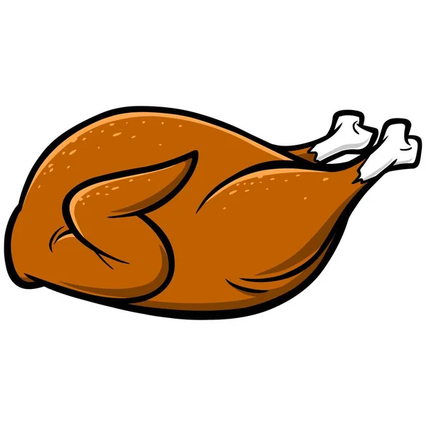 Roast Turkey Bir Roast Turkey Bir Karikatür Illüstrasyon — Stok Vektör