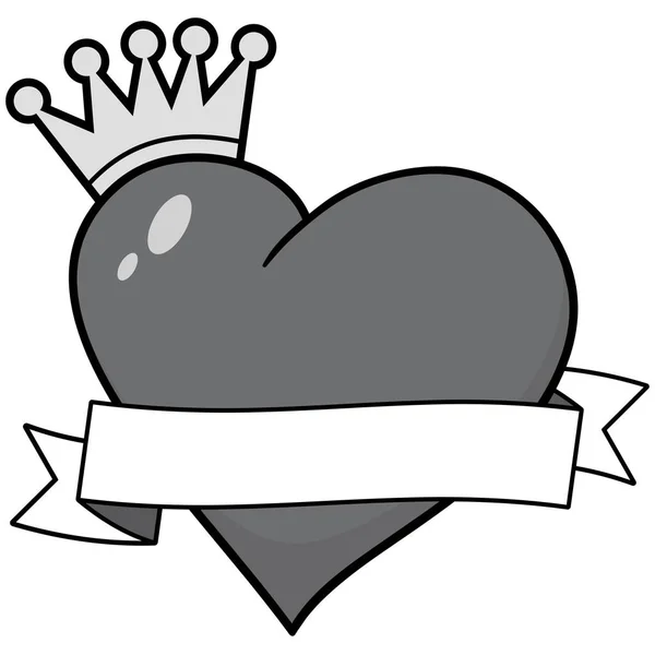 Royal Heart Banner Ilustracja Ilustracja Kreskówka Królewskiego Serca Banner — Wektor stockowy