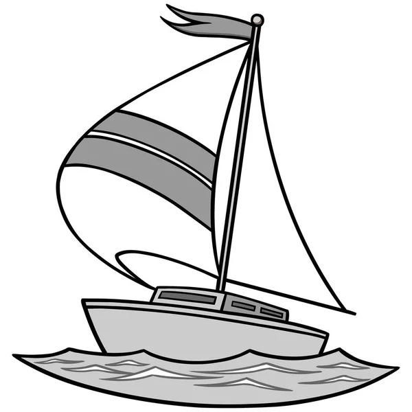 Segelboot Illustration Eine Cartoon Illustration Eines Segelbootes — Stockvektor