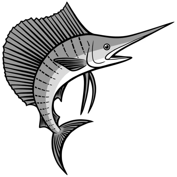 Sailfish Карикатурная Иллюстрация Sailfish — стоковый вектор