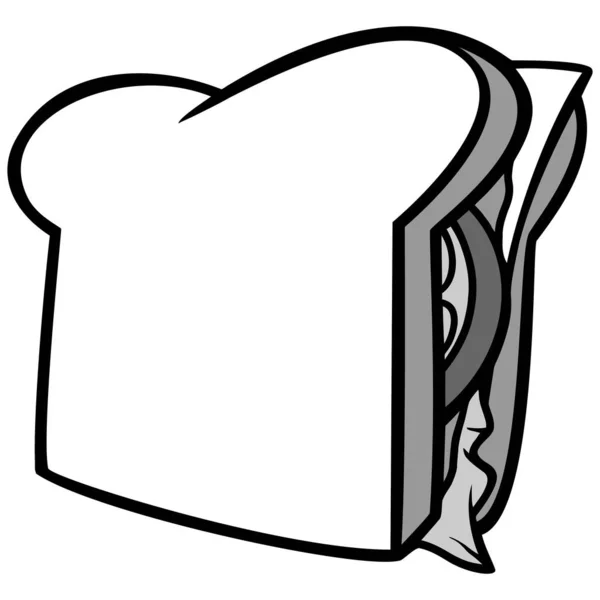 Sandwich Illustration Een Cartoon Illustratie Van Een Sandwich — Stockvector