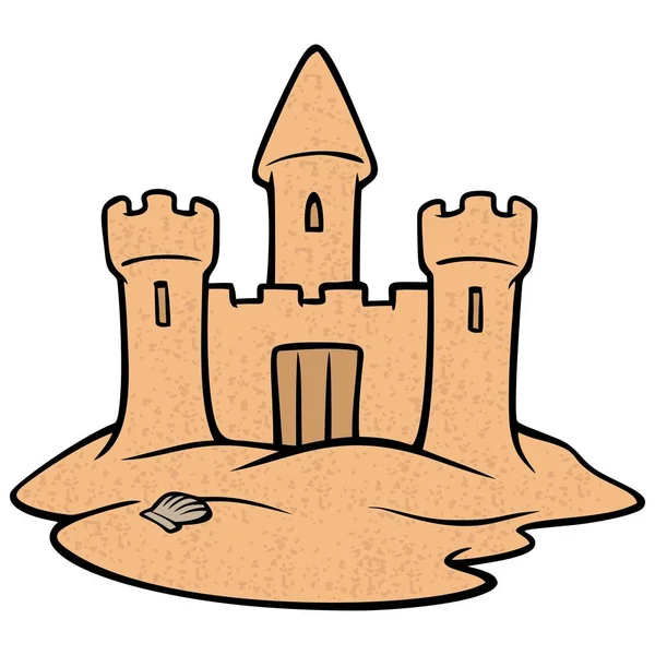 Castelo Areia Uma Ilustração Desenho Animado Castelo Areia — Vetor de Stock