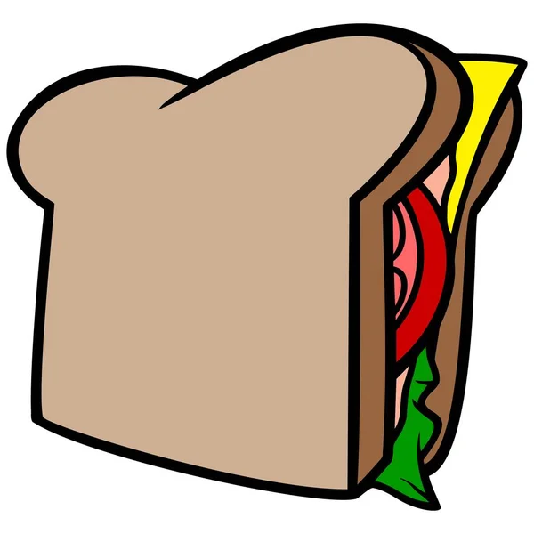 Sandwich Cartone Animato Illustrazione Panino — Vettoriale Stock