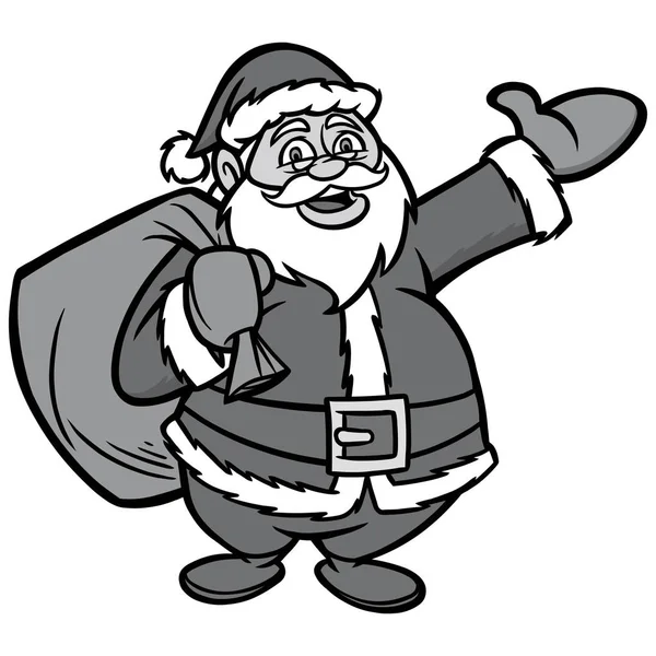 Santa Groet Illustratie Een Cartoon Illustratie Van Een Kerstman Met — Stockvector