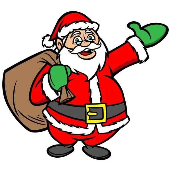 Santa Saudação Uma Ilustração Dos Desenhos Animados Papai Noel Com — Vetor de Stock