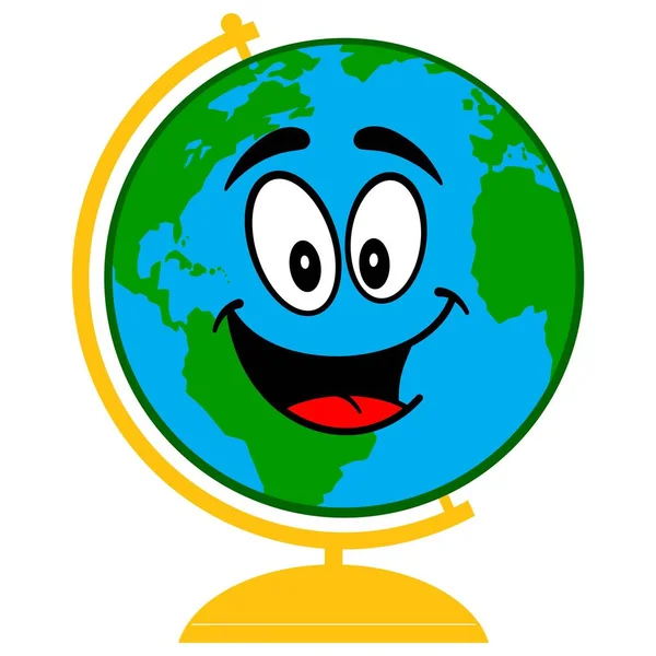 School Globe Cartoon Een Cartoon Illustratie Van Een School Globe — Stockvector
