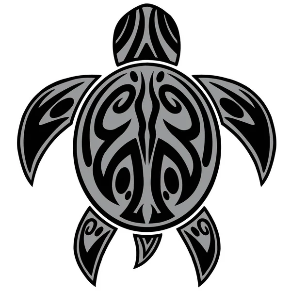 Tatuagem Tribal Tartaruga Marítima Uma Ilustração Desenho Animado Uma Tartaruga —  Vetores de Stock