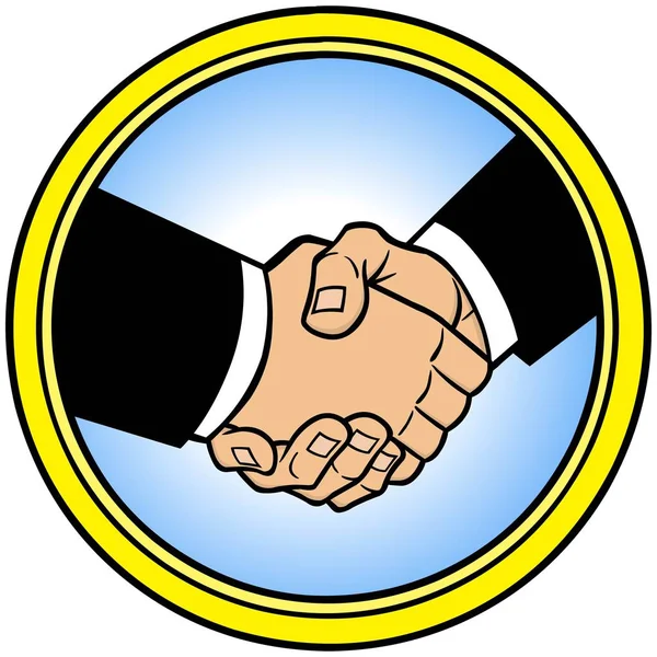 Verzegeld Deal Icon Een Cartoon Illustratie Van Een Handshake — Stockvector