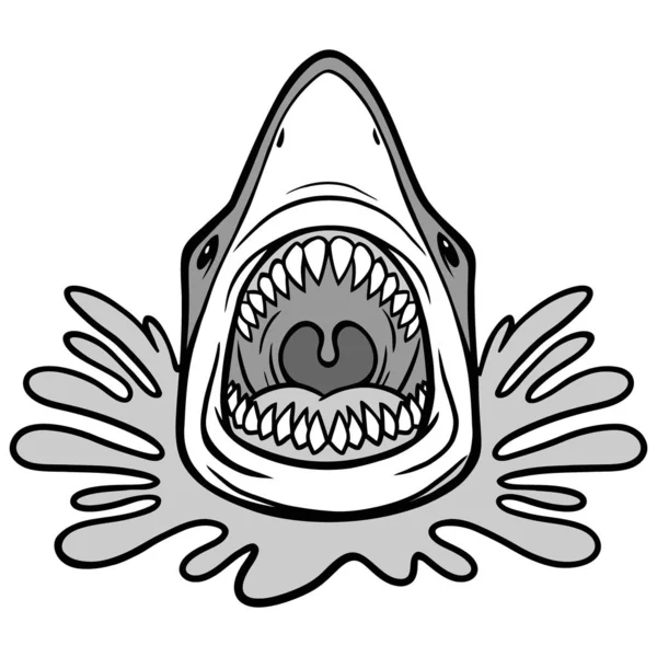 Shark Attack Bite Illustration Una Ilustración Dibujos Animados Tiburón — Vector de stock