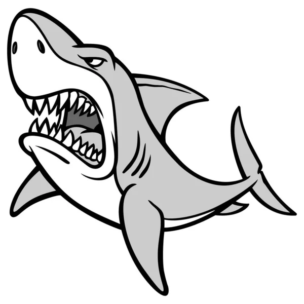 Ilustración Ataque Tiburón Una Ilustración Dibujos Animados Tiburón — Vector de stock