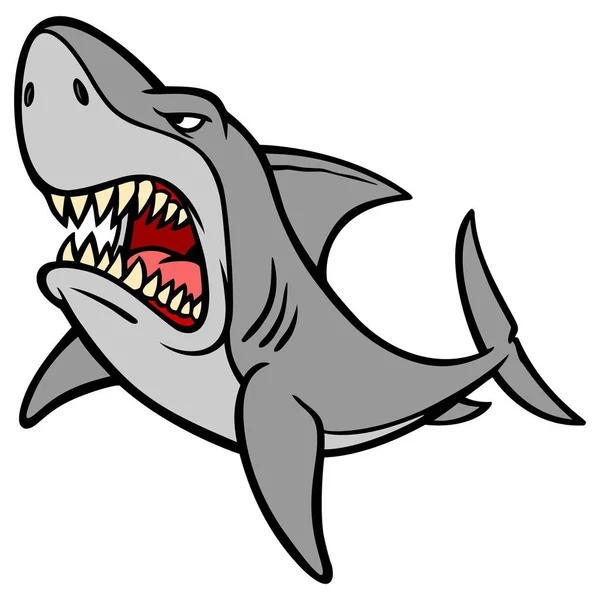Shark Attack Una Ilustración Dibujos Animados Tiburón — Vector de stock