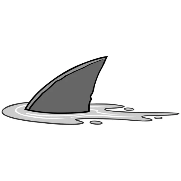 Shark Fin Illustration Una Ilustración Dibujos Animados Una Aleta Tiburón — Vector de stock