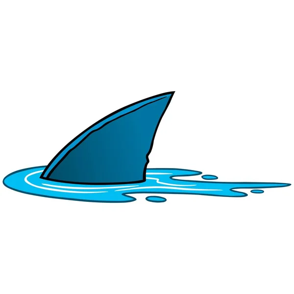 Aleta Tiburón Una Ilustración Dibujos Animados Una Aleta Tiburón — Vector de stock