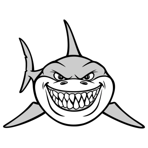 Shark Smile Illustration Una Ilustración Dibujos Animados Tiburón Sonriendo — Vector de stock