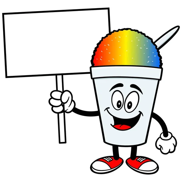 Shaved Ice Sign Cartoon Illustration Shaved Ice Mascot — Stock Vector