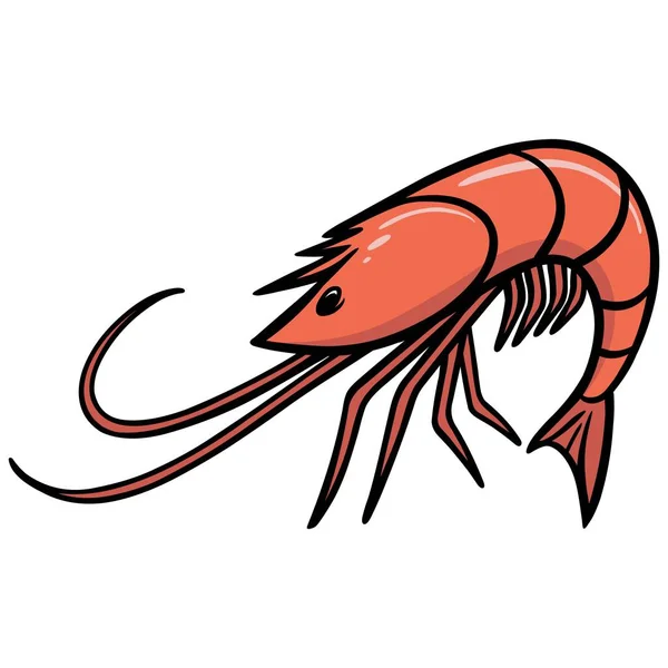 Icône Crevettes Une Illustration Dessin Animé Une Crevette — Image vectorielle