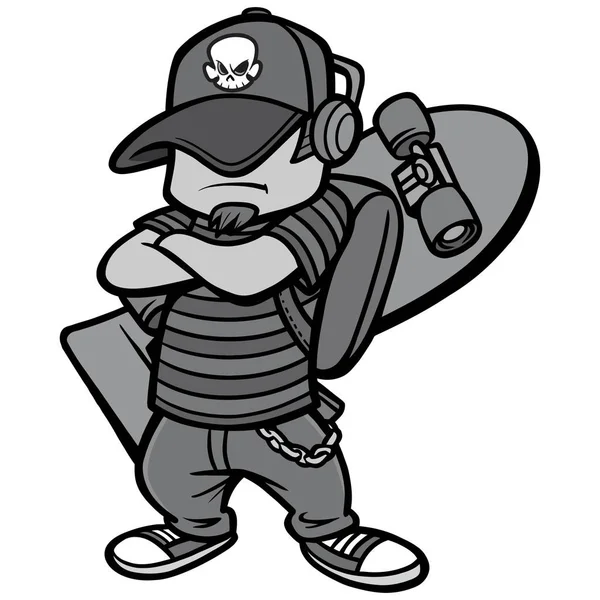 Skate Punk Illustration Una Ilustración Dibujos Animados Skate Punk — Vector de stock