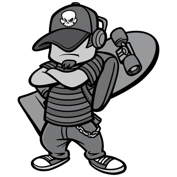 Skate Punk Illustration Een Cartoon Illustratie Van Een Skate Punk — Stockvector