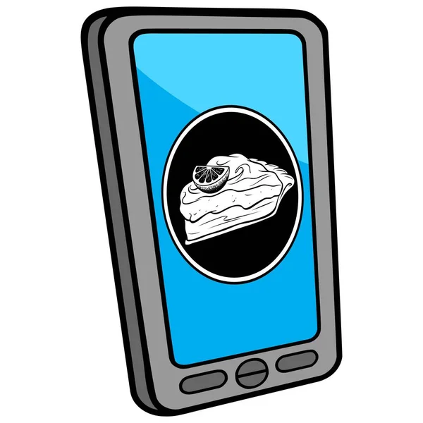 智能手机面包店定位器 智能手机面包店定位器的卡通插图 — 图库矢量图片