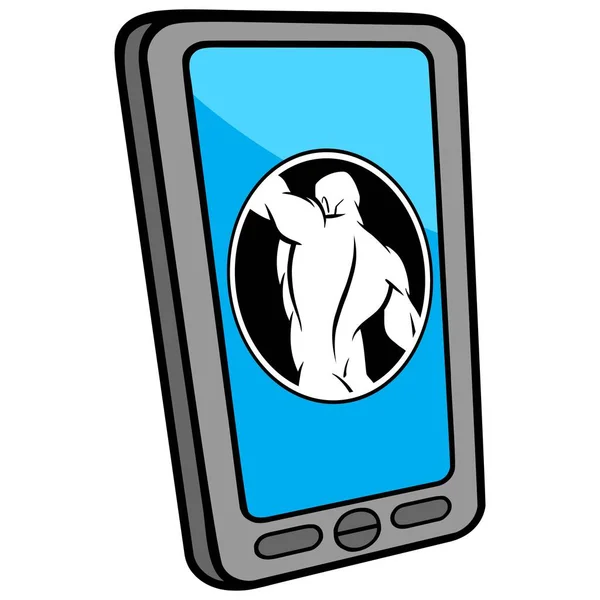 Smartphone Chiropractor Locator Een Cartoon Illustratie Van Een Smartphone Chiropractor — Stockvector