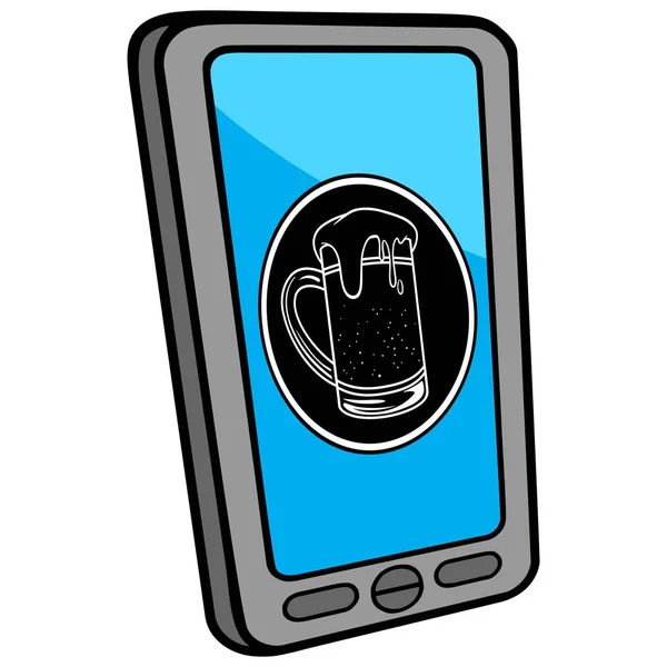 Smartphone Club Bar Locator Een Cartoon Illustratie Van Een Smartphone — Stockvector