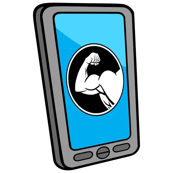 Smartphone Fitness Center Locator Eine Cartoon Illustration Eines Smartphone Fitness — Stockvektor