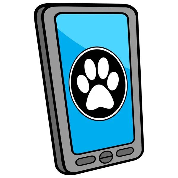 Smartphone Pet Store Tecknad Illustration Smartphone Pet Store Locator — Stock vektor