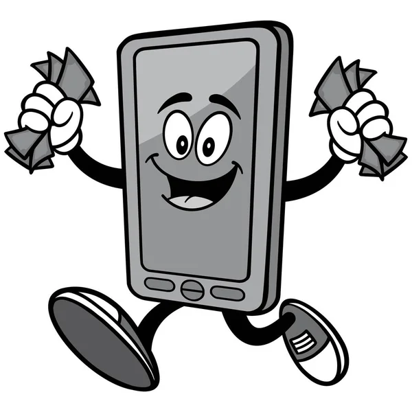 Smartphone Maskot Tecknad Illustration Smartphone Maskot — Stock vektor