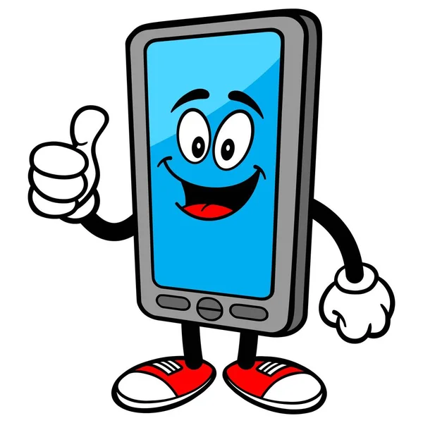 Smartphone Mascot Karikatúra Illusztrációja Smartphone Kabalája — Stock Vector