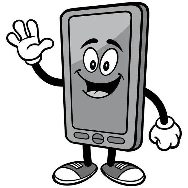 Smartphone Mascot Karikatúra Illusztrációja Smartphone Kabalája — Stock Vector
