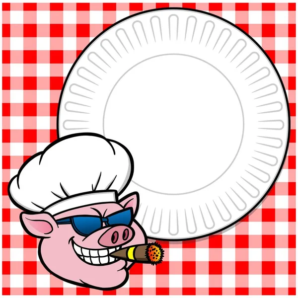 Smoking Bbq Cookout Cartone Animato Illustrazione Barbecue Smoking Cookout Sfondo — Vettoriale Stock