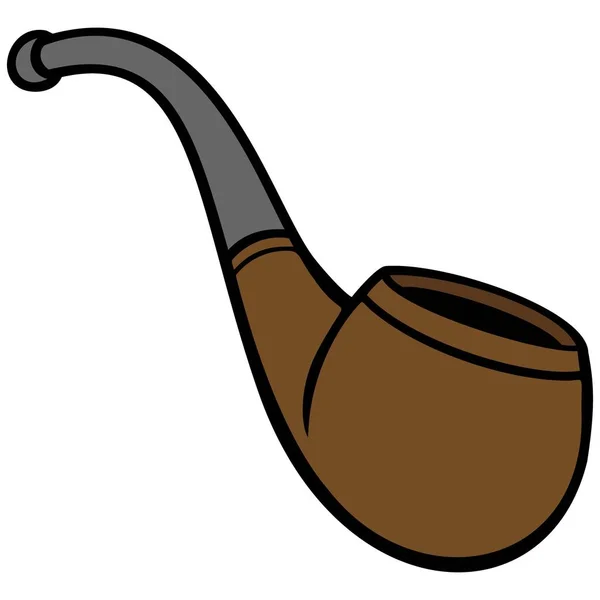 Rökning Pipe Tecknad Illustration Ett Rökrör — Stock vektor