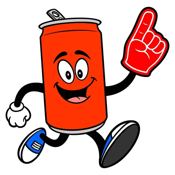 Soda Can Mascot Cartone Animato Illustrazione Una Lattina Soda Mascotte — Vettoriale Stock
