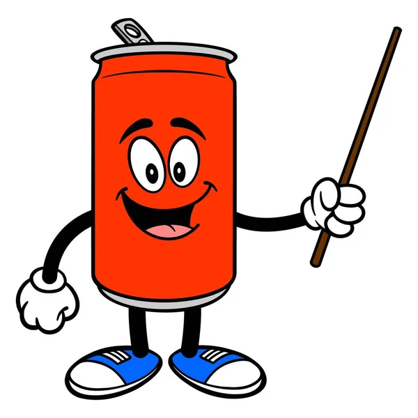 Soda Can Mascot Cartone Animato Illustrazione Una Lattina Soda Mascotte — Vettoriale Stock