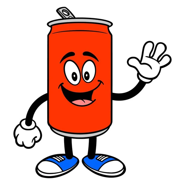 ソーダ缶マスコット ソーダ缶マスコットの漫画のイラスト — ストックベクタ