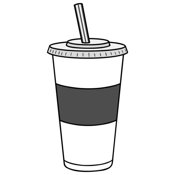 Soft Drink Cartone Animato Illustrazione Una Bibita — Vettoriale Stock