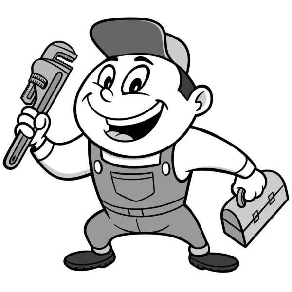 Speedy Mechanic Una Ilustración Dibujos Animados Hombre Práctico Con Una — Vector de stock