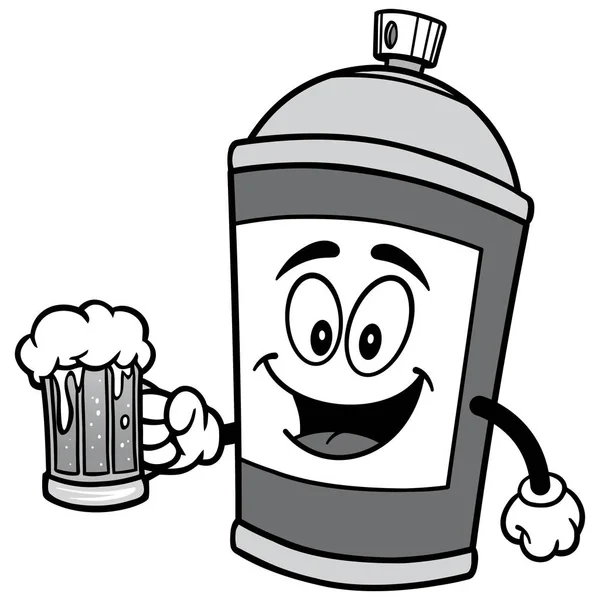 Spray Can Mascot Rajzfilm Illusztrációja Spray Can Kabalája — Stock Vector