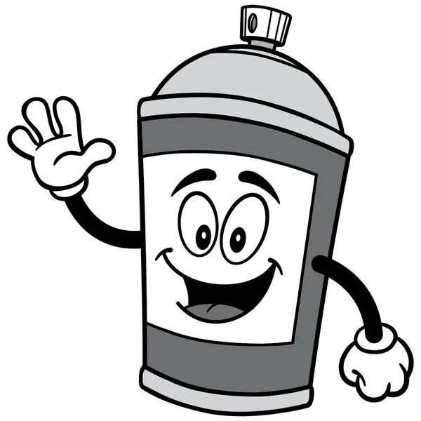 Spray Can Mascot Cartone Animato Illustrazione Una Lattina Spray Mascotte — Vettoriale Stock