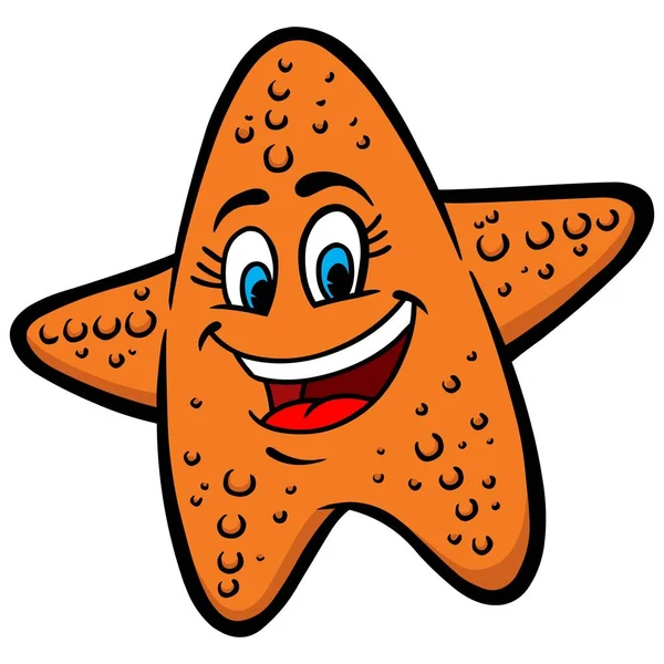 Starfish Kreslená Ilustrace Maskota Hvězdných Ryb — Stockový vektor