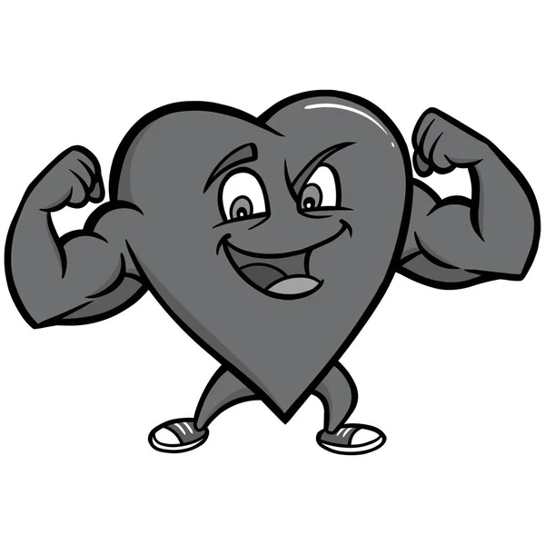 Uma Ilustração Dos Desenhos Animados Uma Mascote Strong Heart — Vetor de Stock