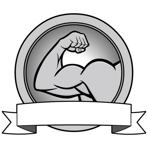 Strongman Icon Banner Uma Ilustração Desenho Animado Ícone Strongman Banner — Vetor de Stock